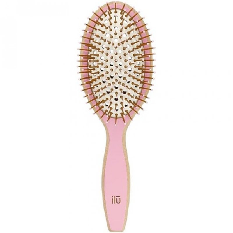 T4B ILU BambooM Detangling Eco Friendly Bamboo Hairbrush Pink Flamingo Oval