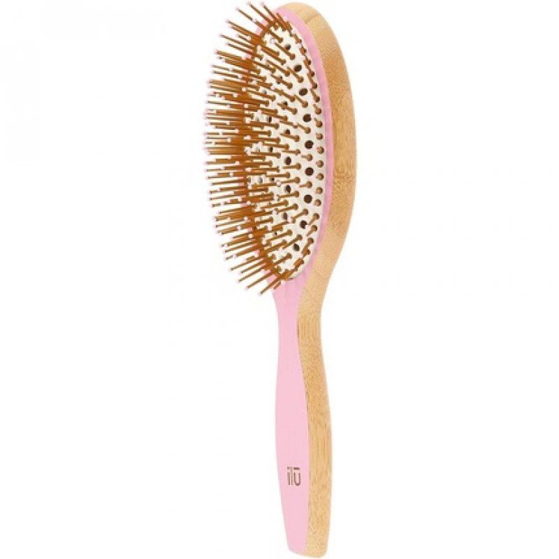 T4B ILU BambooM Detangling Eco Friendly Bamboo Hairbrush Pink Flamingo Oval