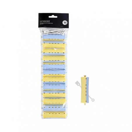 T4B LUSSONI Curlers with Rubber Band for Waves and Perm Treatment, Curly and Elastic Hair, Easy to Use, Two-Tone,