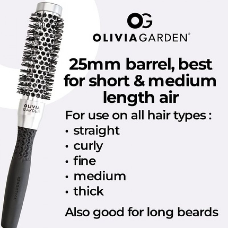 Olivia Garden Essential Blowout Classic Silver Hairbrush 25