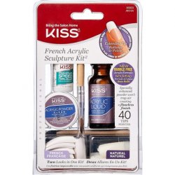 KISS French Acrylic Modeling Set with Liquid Acrylic, Acrylic Powder, Shaping Brush, Nail File, Quick-Drying Nail Glue