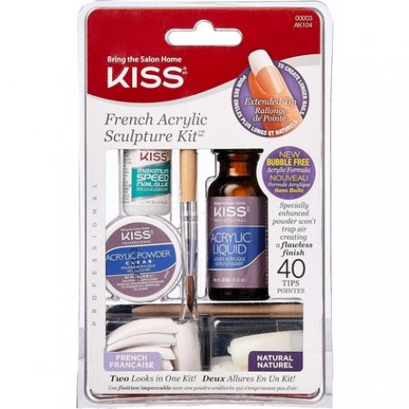 KISS French Acrylic Modeling Set with Liquid Acrylic, Acrylic Powder, Shaping Brush, Nail File, Quick-Drying Nail Glue