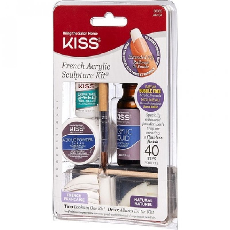 KISS French Acrylic Modeling Set with Liquid Acrylic, Acrylic Powder, Shaping Brush, Nail File, Quick-Drying Nail Glue