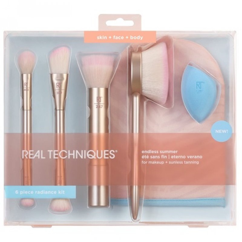 Real Techniques Endless Summer Makeup Brush Kit Premium Quality 6-Piece Set for Face Foundation and Powder