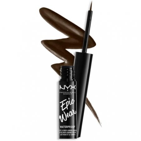 NYX Professional Makeup Epic Wear Semi-Permanent Liquid Liner Waterproof Eye Liner and Body Art Matte Finish Brown 02