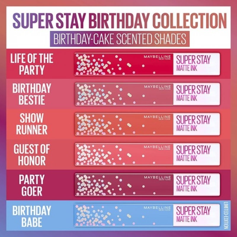 Maybelline Superstay Matte Ink Liquid 395 Birthday Bestie 5ml Lipstick for Women Pink Liquid