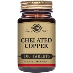 Solgar Chelated Copper Tablets Supports Immunity for Healthy Hair and Skin 100 Tablets