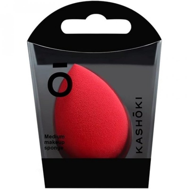 T4B Kashoki Raindrop Medium Red and Drop-Shaped Plastic Makeup Sponge Blender for Foundation and Concealer - Washable