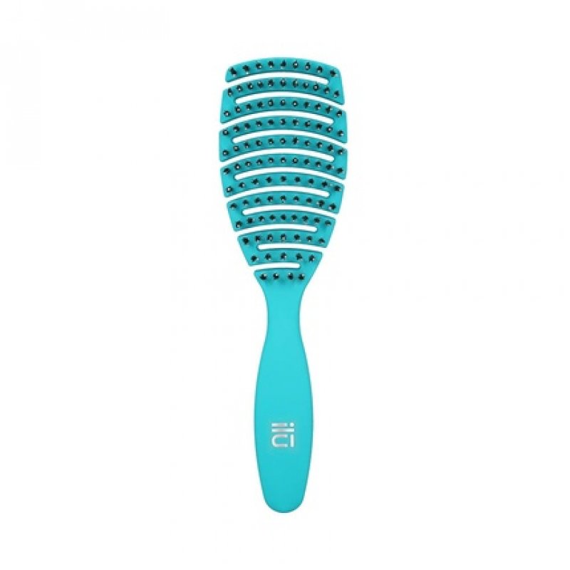 T4B Ilu My Happy Color Ocean Blue Easy Detangling Professional Hairbrush with Soft Hair Bristles