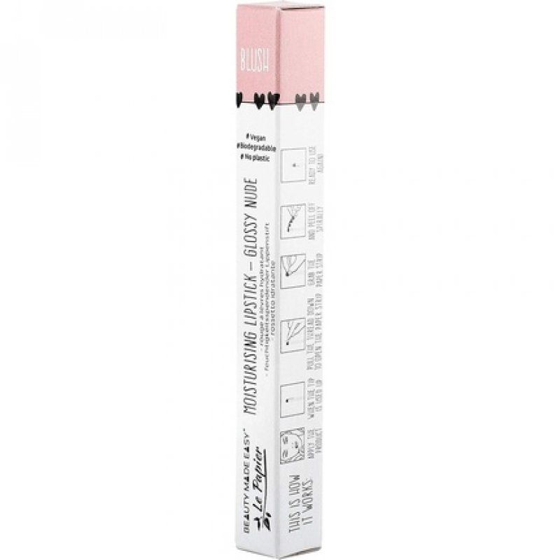 Beauty Made Easy Le Papier Nude Pink Moisturising Vegan Glossy Lipstick Blush 6g