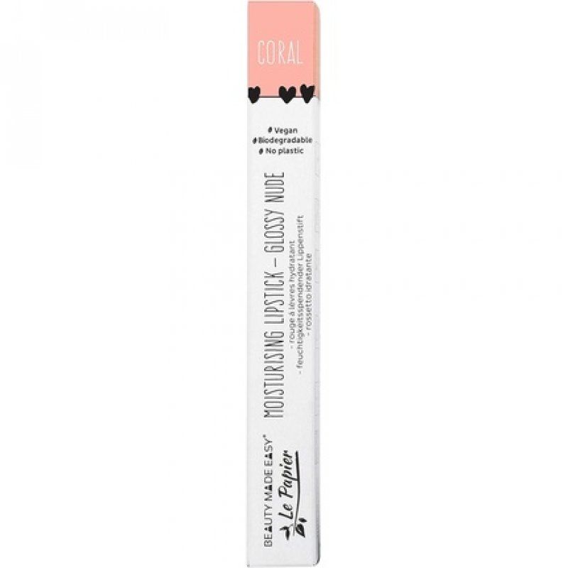 Beauty Made Easy Le Papier Nude Moisturising Vegan Glossy Lipstick Coral 6g