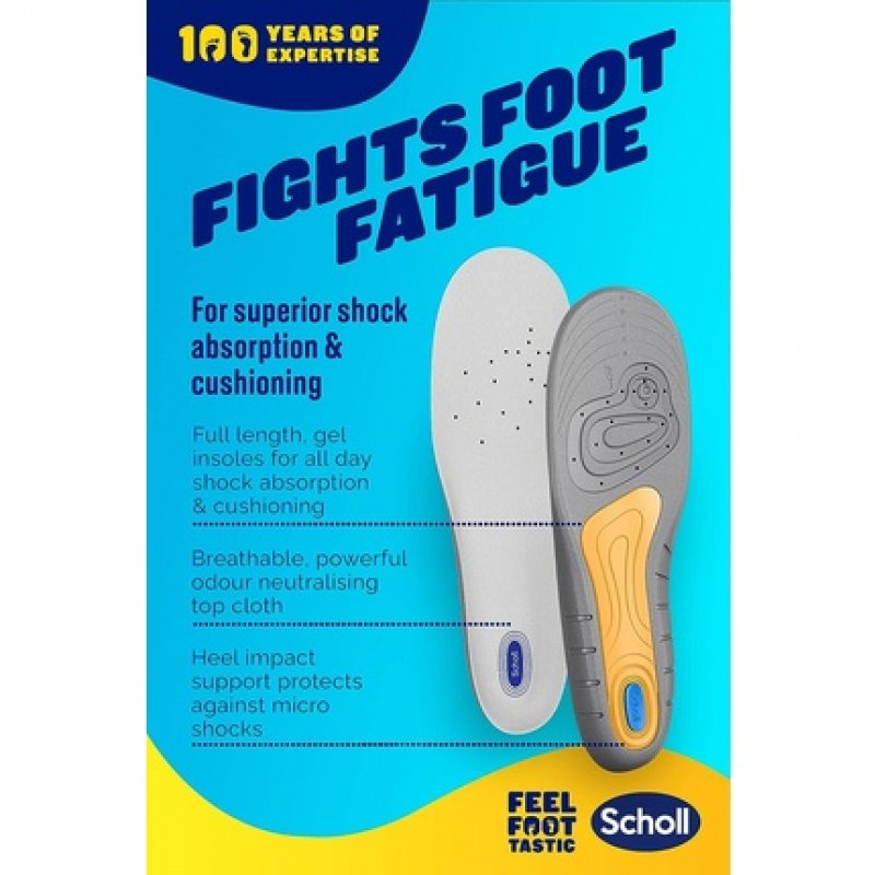 Scholl Women's Gel Activ Work Insoles UK Size 3.5-7.5 Grey