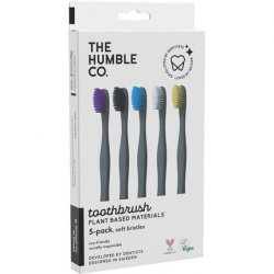 The Humble Co. Plant-Based Toothbrush 5 Pieces Sensitive Bristles Environmentally Friendly Vegan for Daily Oral Care