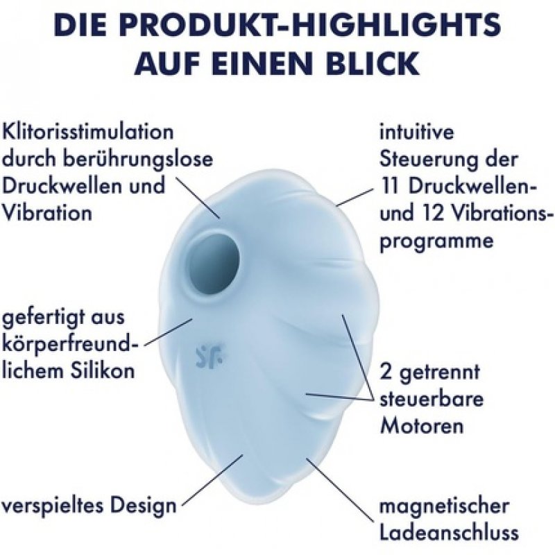 Satisfyer Cloud Dancer 9cm Air Pulse Technology Clitoral Stimulation 2 Separately Controllable Motors 11 Pressure Wave