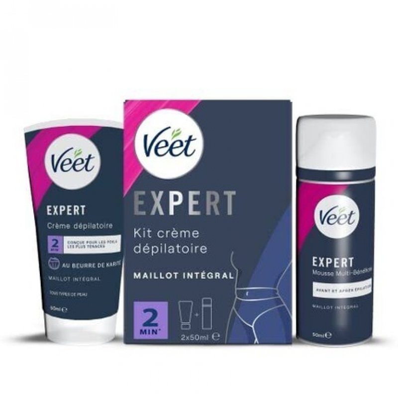 Veet Expert Depilatory Cream for Stubborn Hair Full Bikini with Foam