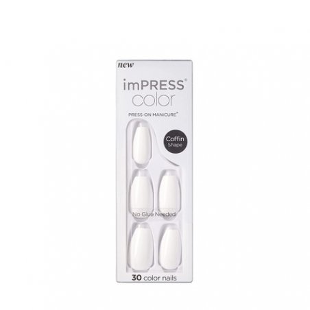 KISS imPRESS Color Press-On Nails Polish-Free Manicure Set Frosting 30 Fake Nails