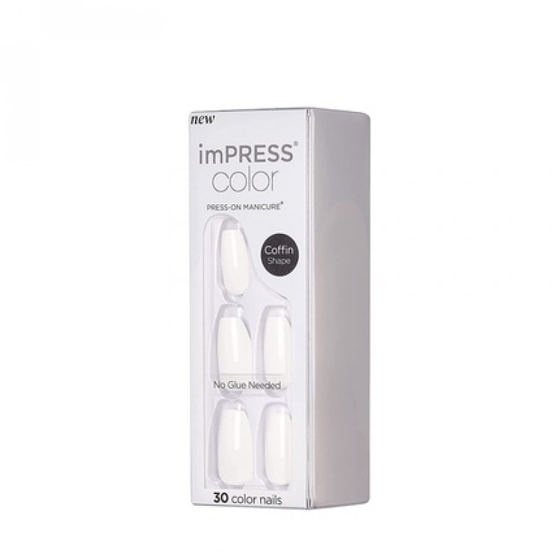 KISS imPRESS Color Press-On Nails Polish-Free Manicure Set Frosting 30 Fake Nails