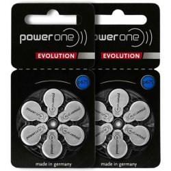 PowerOne Evolution Size 675 Hearing Aid Batteries 1.45V Zinc Air with Improved Battery Life