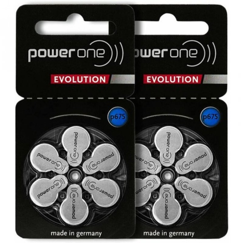 PowerOne Evolution Size 675 Hearing Aid Batteries 1.45V Zinc Air with Improved Battery Life