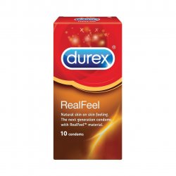Durex Real Feel Condoms - Latex-Free for a Natural Skin on Skin Feeling - 10 Count Pack