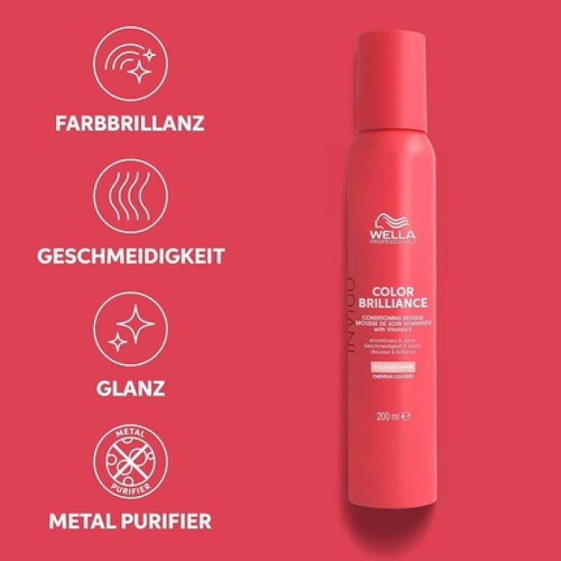 Wella Professionals Invigo Color Brilliance Vitamin Conditioning Mousse Leave-in Conditioner with Vitamin E 200ml