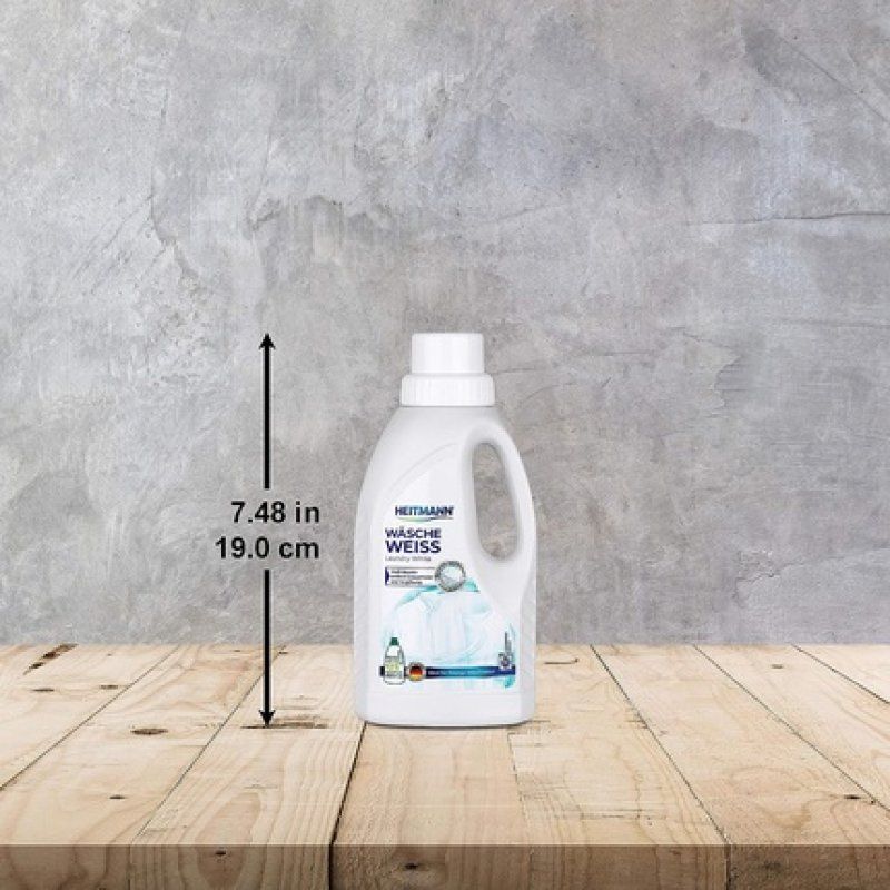Heitmann White Laundry Liquid: Whitening Booster for Greyed Laundry, Liquid Detergent, Laundry Whitener 500ml Bottle
