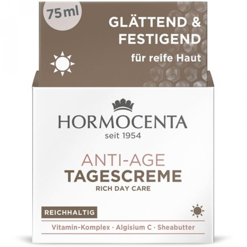 Hormocenta Anti-Aging Day Cream 75ml - Rich Care with Vitamin Complex, Algisium C and Shea Butter for Demanding, Mature