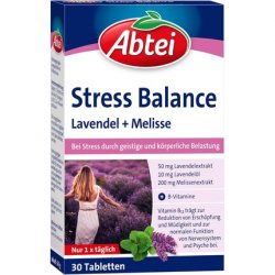 Abtei Stress Balance with Lavender and Lemon Balm for Stress Relief - Gluten-Free, Lactose-Free, Gelatin-Free