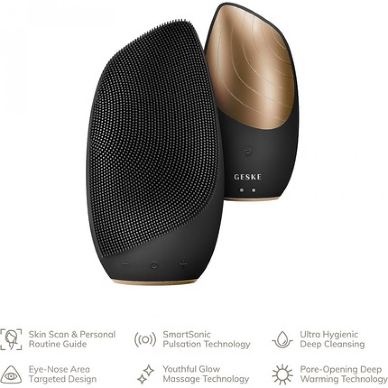 GESKE SmartAppGuided Sonic Thermo Facial Brush 6 in 1 Skin Cleansing Brush with Heat Function Facial Massager Electric