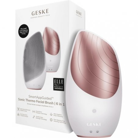 GESKE SmartAppGuided Sonic Thermo Facial Brush 6 in 1 Skin Cleansing Brush with Heat Function Facial Massager Electric