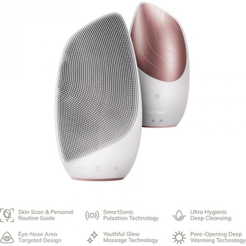 GESKE SmartAppGuided Sonic Thermo Facial Brush 6 in 1 Skin Cleansing Brush with Heat Function Facial Massager Electric