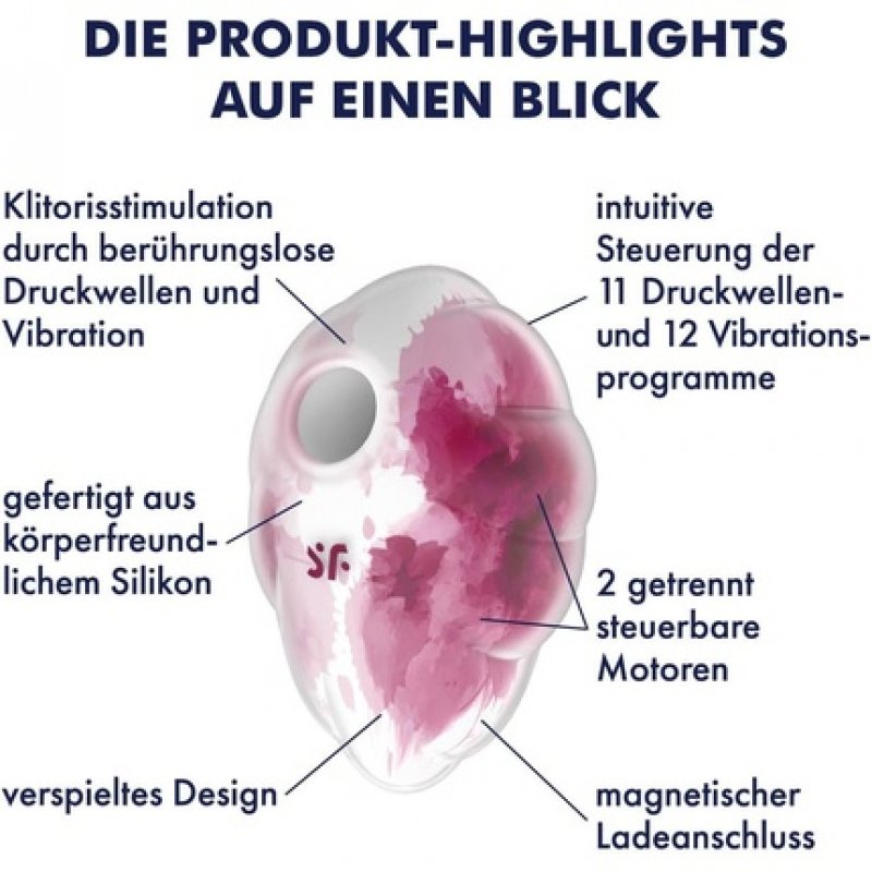 Satisfyer Cloud Dancer 9cm Air Pulse Technology Clitoral Stimulation 2 Separately Controllable Motors 11 Pressure Wave