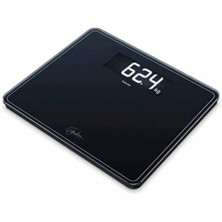 Beurer GS410 Signature Line Glass Bathroom Scale Black with XXL Standing Area and Digital Display 200kg Capacity 35x30cm