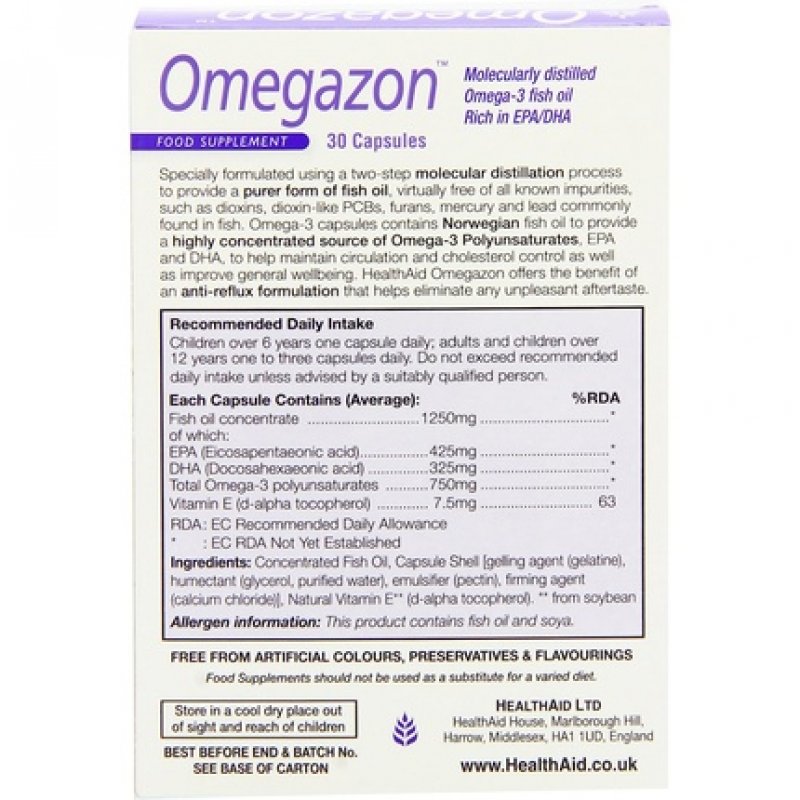Omegazon 1250mg Fish Oil with EPA and DHA 30 Softgels