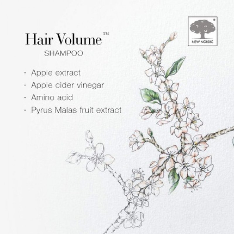 New Nordic Hair Volume Shampoo 250ml Herbal Volumising for Dry Damaged Hair - Suitable for Men and Women