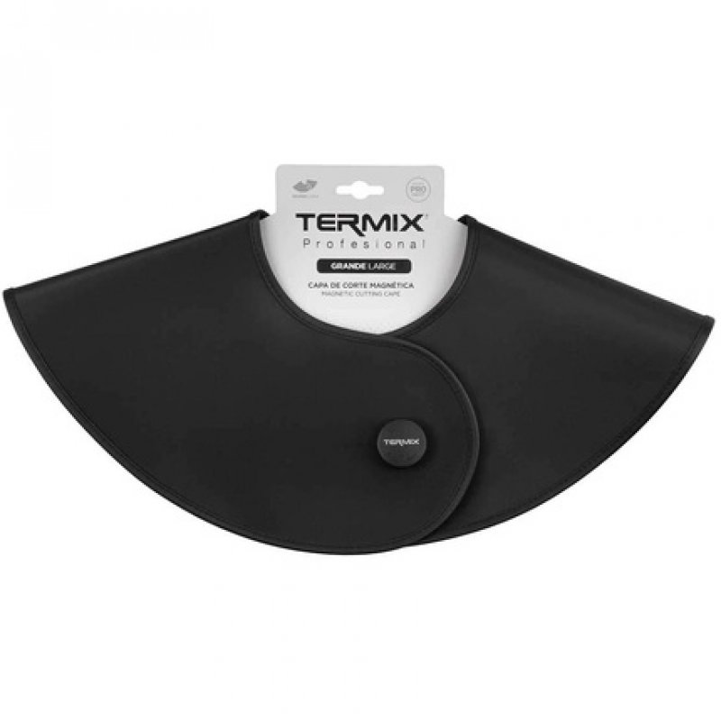 Termix Professional Hair Cutting Cape Large Black Waterproof with Magnetic Button