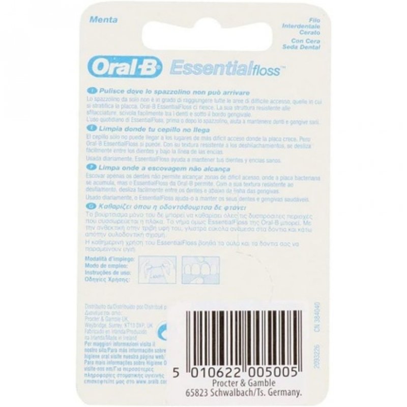 Braun Oral-B Essential Floss Waxed Dental Floss 50M Mint Flavour