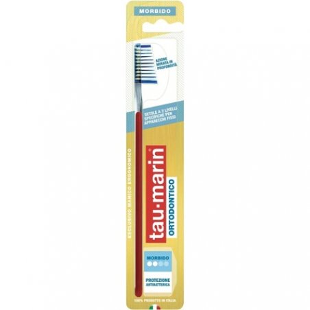 Tau-marin Medium Bristle Orthodontic Toothbrush with Antibacterial