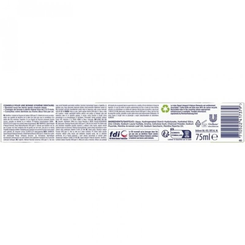 Signal Nature Elements Whitening Charcoal and Detox Toothpaste 75ml Tube