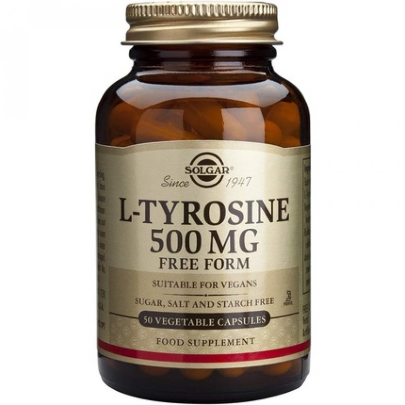 Solgar L-Tyrosine 500mg Amino Acid Blood and Nervous System Tissues Vegan 50 Vegetable Capsules