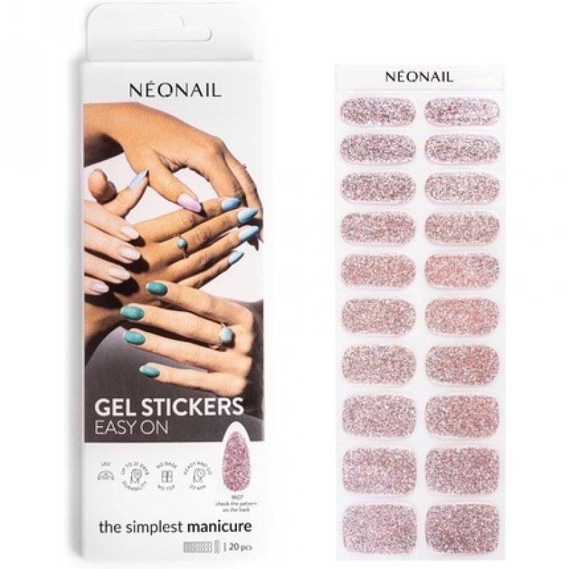 NEONAIL UV Gel Stickers Easy On M07 Pink 15 Patterns Nail Stickers Nail Polish Strips Gel Nail Stickers Foot and Hand