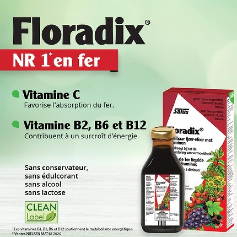Floradix Liquid Iron and Vitamin Formula 250ml 8.5 Fl Oz