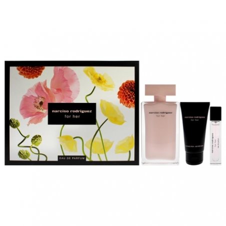 Narciso Rodriguez for Women 3 Piece Gift Set 3.3oz EDP Spray 0.33oz EDP Spray 2.5oz Body Lotion