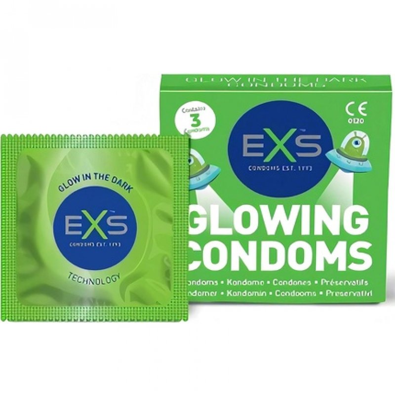 EXS Glow Laser Condoms 3 Glow-in-the-Dark Condoms