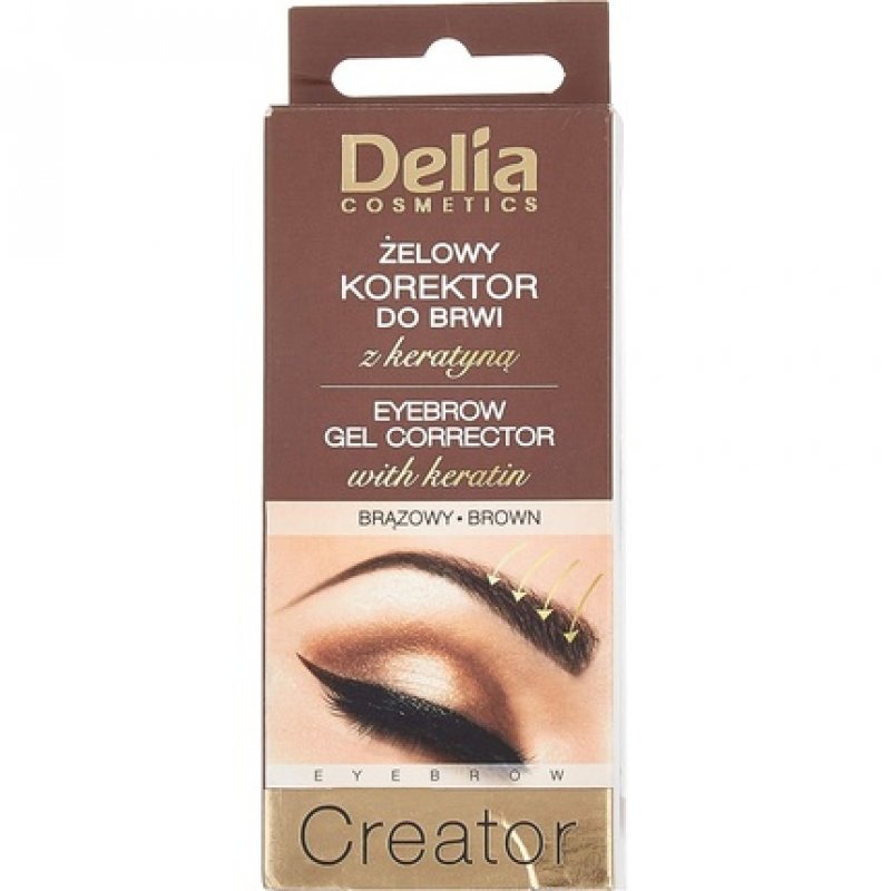 Delia Cosmetics Eyebrow Gel Corrector with Keratin for Dark Strong Nourished Eyebrow Lasting Power 16h Brown 7ml