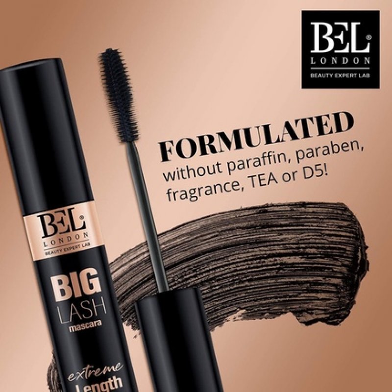 Bel London Big Lash Mascara Black Volumizing and Lengthening with Jojoba Derivatives and Silicone Brush