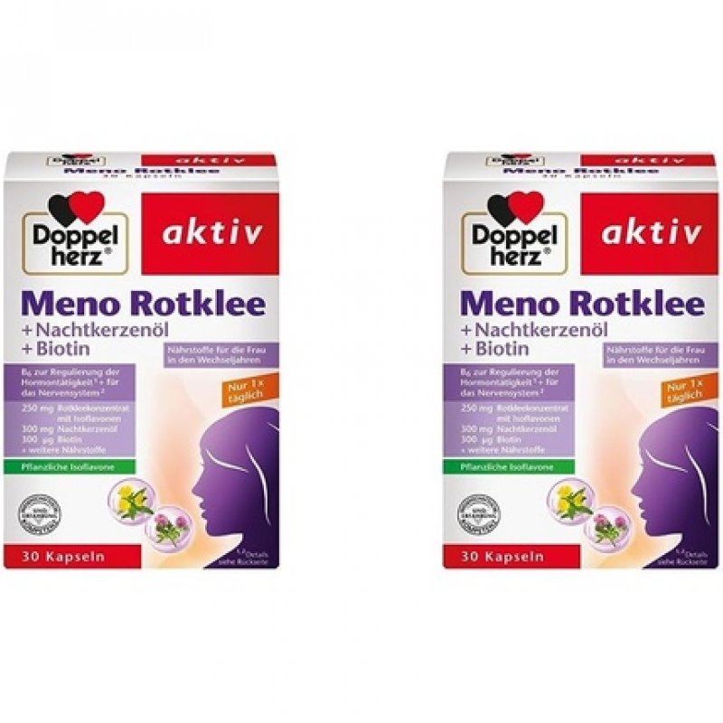 Doppelherz Meno Red Clover Evening Primrose Oil Biotin Nutrients for Women in Menopause with Plant Isoflavones 30