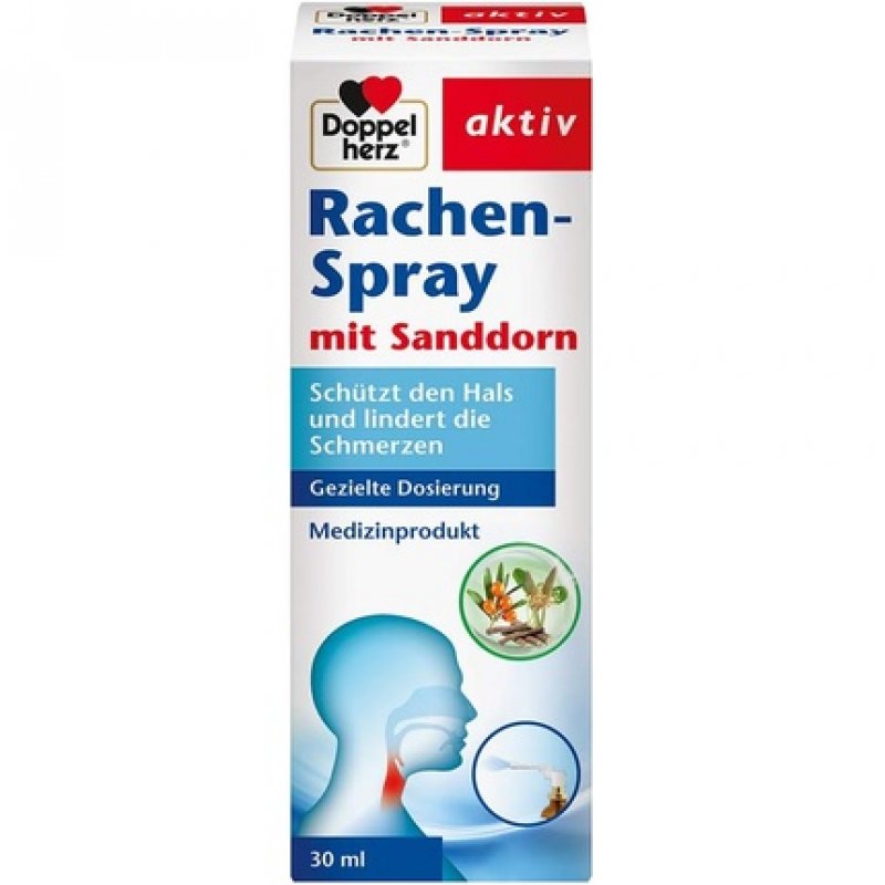 Doppelherz Throat Spray with Sea Buckthorn - Medical Device - Protects the Throat and Relieves Pain 30ml