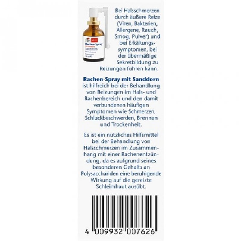 Doppelherz Throat Spray with Sea Buckthorn - Medical Device - Protects the Throat and Relieves Pain 30ml