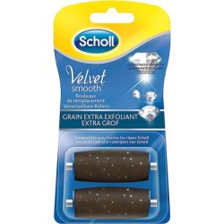 Scholl Velvet Smooth Express Pedi Crystal Diamonds Extra Exfoliating Grains Replacement 2 Rolls - Pack of 2